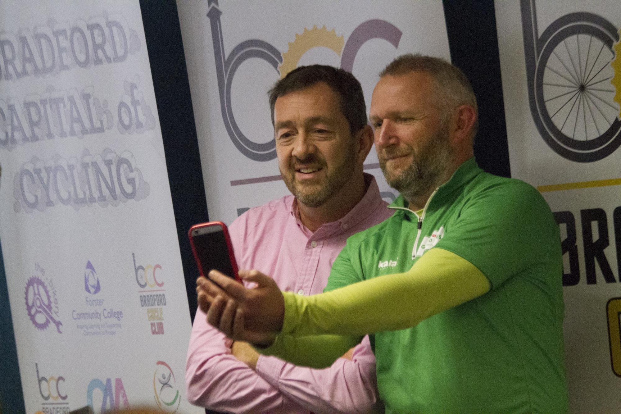 Taking a selfie with Chris Boardman