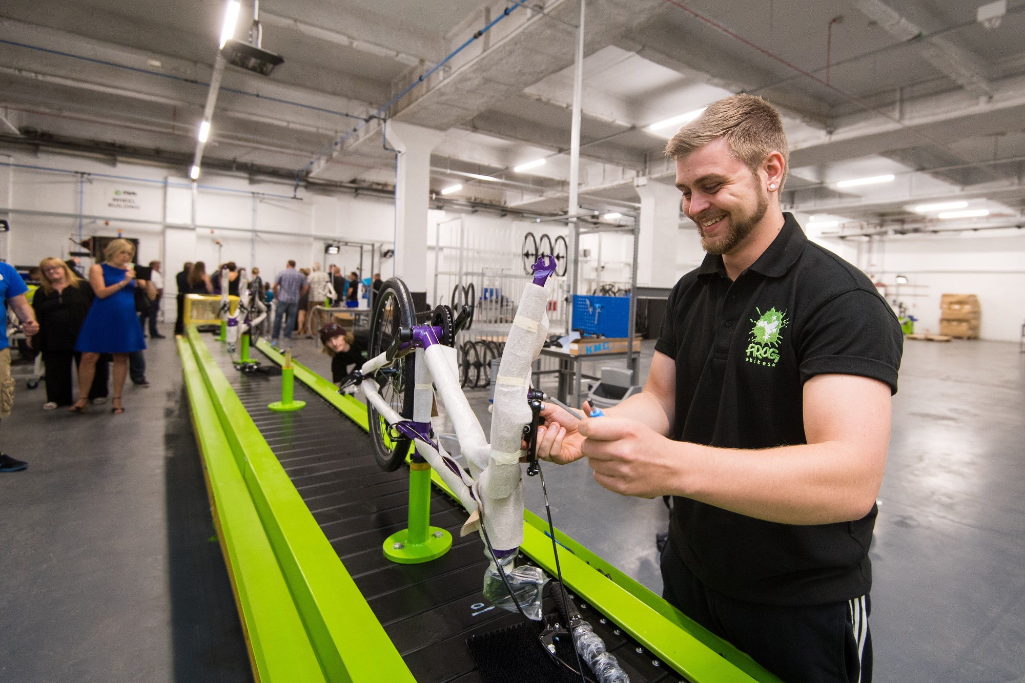 On the Frog the assembly line at the Frog factory in Wales