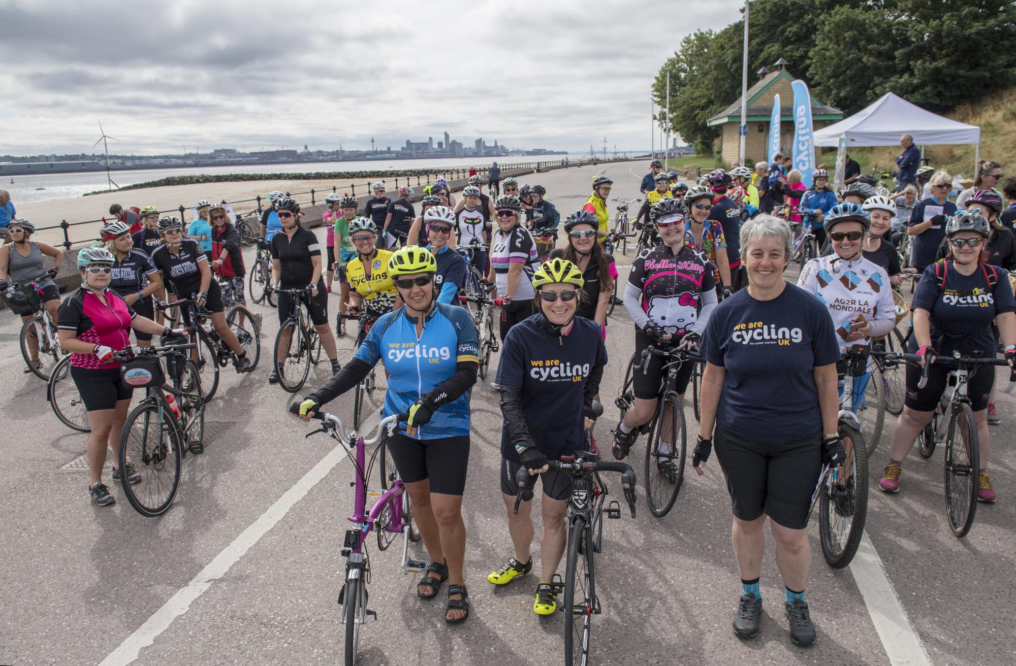 A large group of riders on the Wirral Celebration Rides